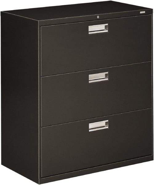 Hon - 36" Wide x 40.88" High x 19-1/4" Deep, 3 Drawer Lateral File - Steel, Charcoal - A1 Tooling