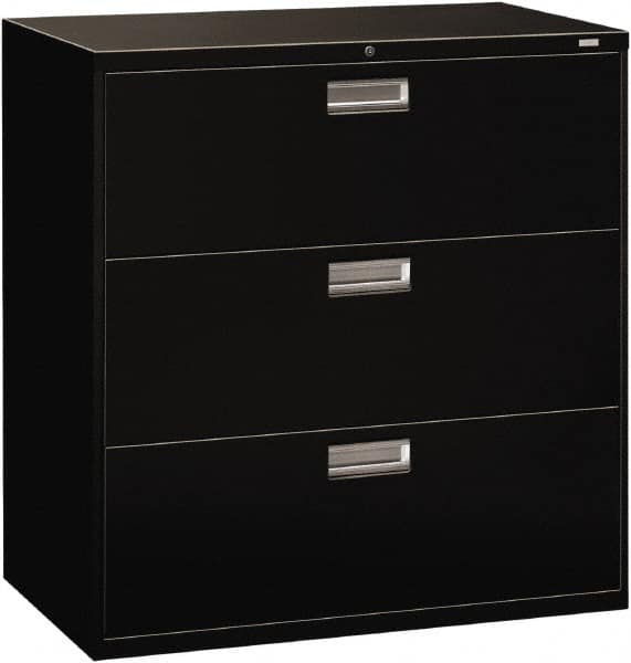 Hon - 42" Wide x 40.88" High x 19-1/4" Deep, 3 Drawer Lateral File - Steel, Black - A1 Tooling