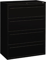 Hon - 42" Wide x 53-1/4" High x 19-1/4" Deep, 4 Drawer Lateral File - Steel, Black - A1 Tooling