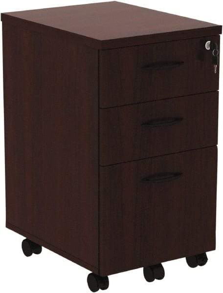 ALERA - 15.88" Wide x 28.38" High x 20-1/2" Deep, 3 Drawer Pedestal - Woodgrain Laminate, Mahogany - A1 Tooling