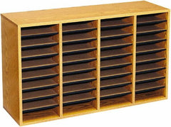 Safco - 39-1/4" Wide x 24" High x 11-3/4" Deep Laminated Compressed Wood Document Organizer - 36 Compartments, Medium Oak, 9" Wide x 2-1/4" High x 11-1/2" Deep Compartment - A1 Tooling