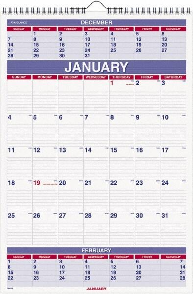 AT-A-GLANCE - 12 Sheet, 8-3/4 x 10", Wall Calendar - White - A1 Tooling