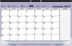 Brownline - 12 Sheet, 6-7/8 x 8-3/4", Desk Pad Calendar - Blue, White & Green - A1 Tooling