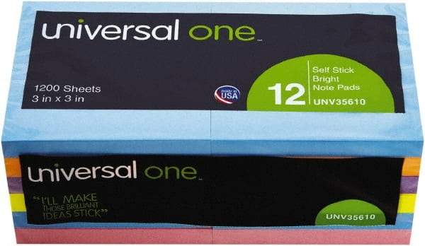 Universal One - 100 Sheet, 4-1/8 x 6-3/4", Plain Self-Stick Notes - Assorted Colors - A1 Tooling