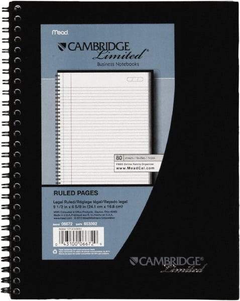 Cambridge - 80 Sheet, 4 x 8", Legal (Style) Meeting Notebook - Black - A1 Tooling