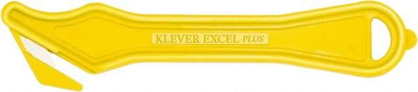 Klever Innovations - Recessed/Hook Blade Safety Cutter - 1-5/8" Carbon Steel Blade, Yellow Nylon Handle, 1 Blade Included - A1 Tooling