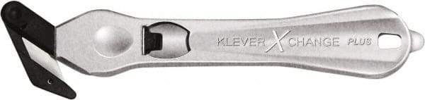 Klever Innovations - Recessed/Hook Blade Safety Cutter - 1-3/4" Carbon Steel Blade, Silver Magnesium Handle, 1 Blade Included - A1 Tooling