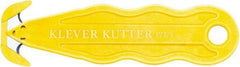 Klever Innovations - Recessed/Hook Blade Safety Cutter - 1-1/4" Carbon Steel Blade, Yellow Nylon Handle, 1 Blade Included - A1 Tooling