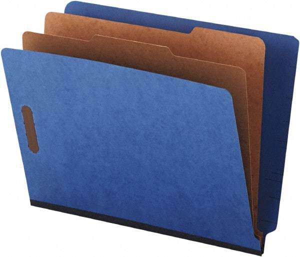 UNIVERSAL - 8-1/2 x 11", Letter Size, Blue, Classification Folders with End Tab Fastener - 25 Point Stock, Straight Tab Cut Location - A1 Tooling