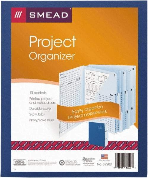 SMEAD - 8-1/2 x 11", Letter Size, Navy Blue, Expansion Folders - 1/3 Tab Cut Location - A1 Tooling