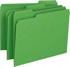 SMEAD - 8-1/2 x 11", Letter Size, Green, File Folders with Top Tab - 11 Point Stock, Assorted Tab Cut Location - A1 Tooling