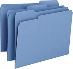 SMEAD - 8-1/2 x 11", Letter Size, Blue, File Folders with Top Tab - 11 Point Stock, Assorted Tab Cut Location - A1 Tooling