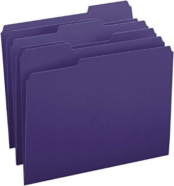 SMEAD - 8-1/2 x 11", Letter Size, Navy Blue, File Folders with Top Tab - 11 Point Stock, Assorted Tab Cut Location - A1 Tooling