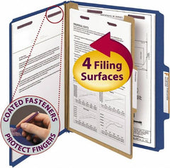 SMEAD - 8-1/2 x 11", Letter Size, Dark Blue, Classification Folders with Top Tab Fastener - 23 Point Stock, Right of Center Tab Cut Location - A1 Tooling