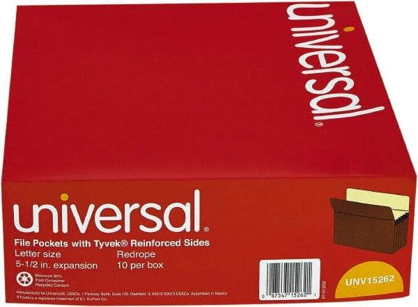 UNIVERSAL - 8-1/2 x 11", Letter Size, Redrope, 5-1/4" Expanding Wallet - Straight Tab Cut Location - A1 Tooling