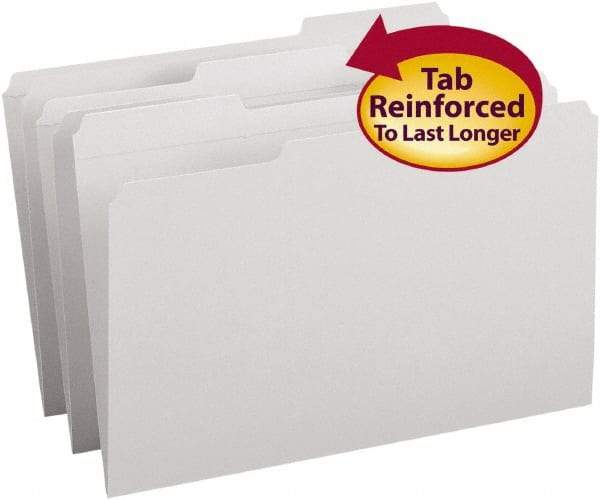 SMEAD - 9-1/2 x 14-1/2", Legal, Gray, File Folders with Top Tab - 11 Point Stock, Assorted Tab Cut Location - A1 Tooling