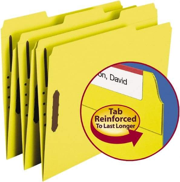 SMEAD - 8-1/2 x 11", Letter Size, Yellow, File Folders with Top Tab - 11 Point Stock, Assorted Tab Cut Location - A1 Tooling