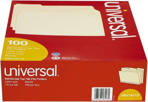 UNIVERSAL - 8-1/2 x 11", Letter Size, Manila, File Folders with Top Tab - 11 Point Stock, Assorted Tab Cut Location - A1 Tooling