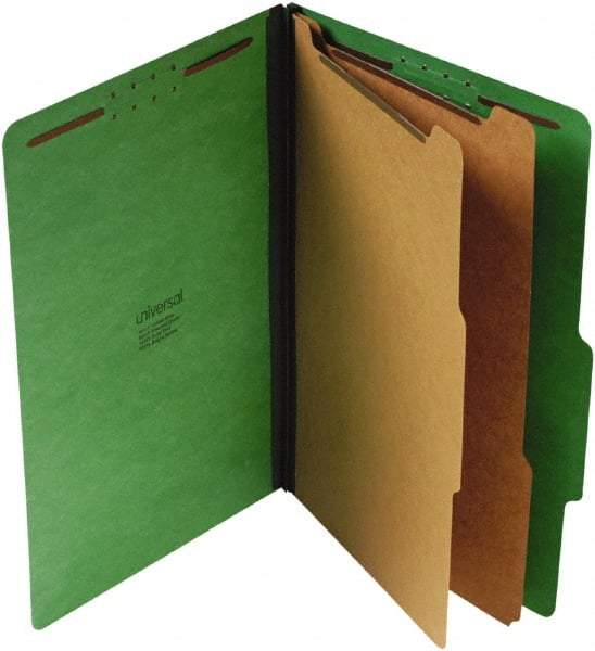 UNIVERSAL - 9-1/2 x 14-1/2", Legal, Emerald Green, Classification Folders with Top Tab Fastener - 25 Point Stock, Right of Center Tab Cut Location - A1 Tooling