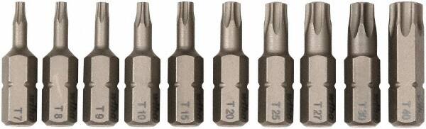 Wiha - 10 Piece, 1/4" Drive Screwdriver Insert Bit Set - T7 to T40 Torx - A1 Tooling