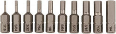 Wiha - 10 Piece, 1/4" Drive Screwdriver Insert Bit Set - 1/16 to 1/4" Hex - A1 Tooling