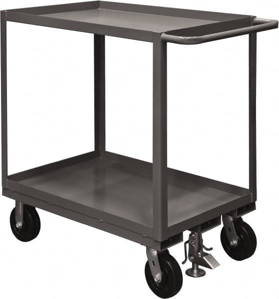 Durham - 2,400 Lb Capacity, 48" Wide x 24" Long x 37-5/8" High Service Cart - 2 Shelf, Steel, 2 Rigid/2 Swivel Casters - A1 Tooling