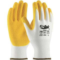 Cut, Puncture & Abrasive-Resistant Gloves: Size XL, ANSI Cut A2, ANSI Puncture 3, Latex, Polyester Blend White, Palm & Fingers Coated, Crinkle Grip, ANSI Abrasion 3