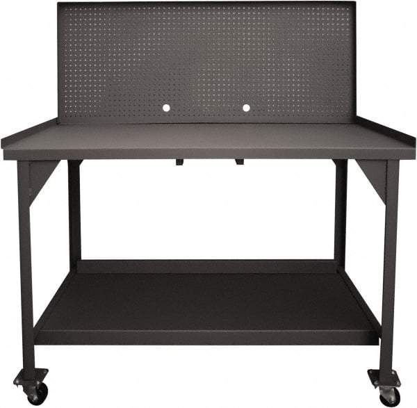 Durham - Pegboard Panel Mobile Work Bench - Steel, Fixed Leg, Gray, 60" Long x 30" Deep x 30-1/4" High - A1 Tooling