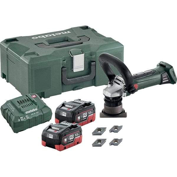 Metabo - 45° Bevel Angle, 5/32" Bevel Capacity, 7,000 RPM, Cordless Beveler - 5.5 Amps, 1/8" Min Workpiece Thickness - A1 Tooling