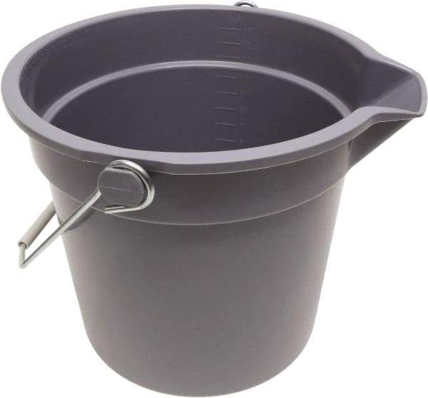 O-Cedar - 14 Qt, 11" High, Plastic Round Gray Single Pail with Pour Spout - Handle Included, 12" Top Diam - A1 Tooling