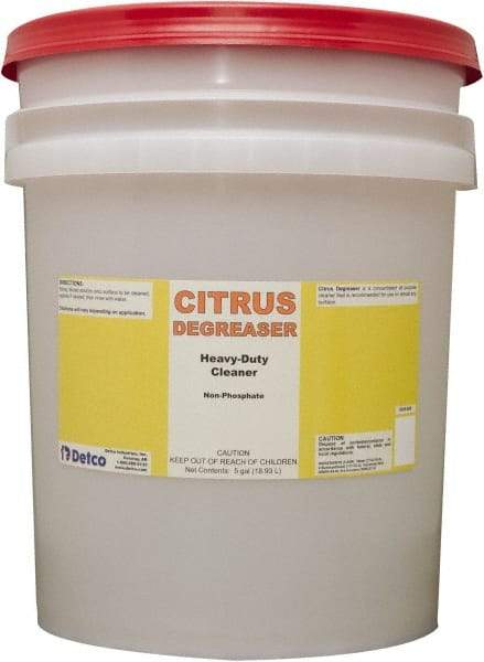 Detco - 5 Gal Bucket Cleaner/Degreaser - Liquid, Butyl-Based, Citrus - A1 Tooling