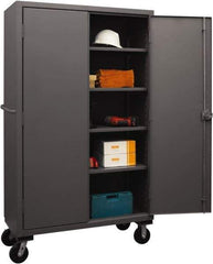 Durham - 4 Shelf Mobile Storage Cabinet - Steel, 48" Wide x 24" Deep x 80" High, Gray - A1 Tooling