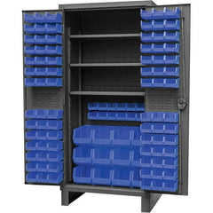 Durham - 3 Shelf 108 Bin Storage Cabinet - Steel, 36" Wide x 24" Deep x 78" High, Gray - A1 Tooling