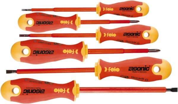 Felo - 6 Piece Phillips & Slotted Screwdriver Set - Bit Sizes: Philips #1 to #2, Comes in Cardboard/Plastic Window - A1 Tooling