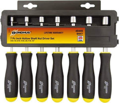 Bondhus - 7 Piece 3/16 to 1/2" Nutdriver Set - Hollow Shaft, Ergonomic Handle - A1 Tooling