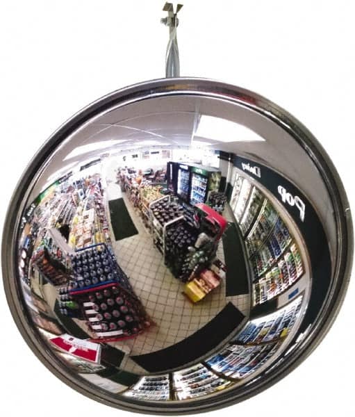 Se-Kure Domes&Mirrors - Indoor Round Convex Safety, Traffic & Inspection Mirrors - Acrylic Lens, Hardboard Backing, 16" Diam, 48' Max Covered Distance - A1 Tooling