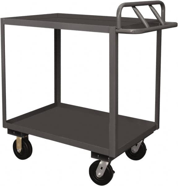 Durham - 3,600 Lb Capacity, 24" Wide x 48" Long x 37-5/8" High Service Cart - 2 Shelf, Steel, 2 Rigid/2 Swivel Casters - A1 Tooling