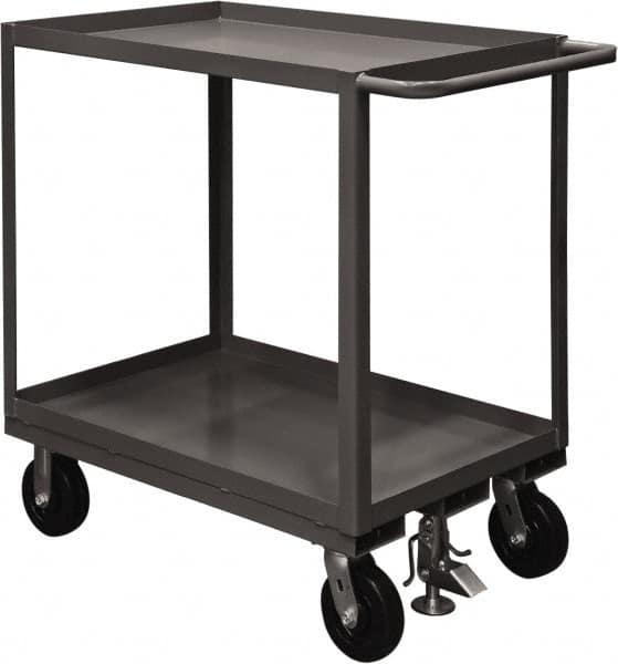 Durham - 2,400 Lb Capacity, 30" Wide x 48" Long x 37-5/8" High Service Cart - 2 Shelf, Steel, 2 Rigid/2 Swivel Casters - A1 Tooling