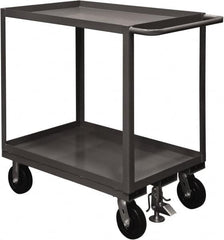 Durham - 2,400 Lb Capacity, 30" Wide x 48" Long x 37-5/8" High Service Cart - 2 Shelf, Steel, 2 Rigid/2 Swivel Casters - A1 Tooling