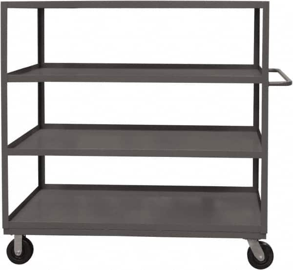 Durham - 3,000 Lb Capacity, 24" Wide x 48" Long x 59-1/2" High Service Cart - 4 Shelf, Steel, 2 Rigid/2 Swivel Casters - A1 Tooling