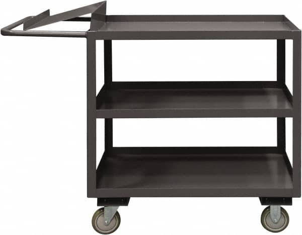 Durham - 1,200 Lb Capacity, 18" Wide x 36" Long x 37-5/8" High Order Picking Cart - 3 Shelf, Steel, 2 Rigid/2 Swivel Casters - A1 Tooling