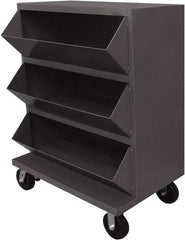 Durham - 2,400 Lb Capacity, 24" Wide x 36" Long x 49-1/4" High Storage Bin Cart - 3 Slot, Steel, 2 Rigid/2 Swivel Casters - A1 Tooling