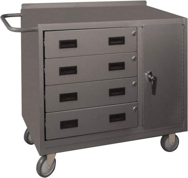 Durham - 1,200 Lb Capacity, 18" Wide x 36" Long x 39-3/4" High Mobile Cart - 1 Door, 4 Drawer, 1 Shelf, Steel, 2 Rigid/2 Swivel Casters - A1 Tooling