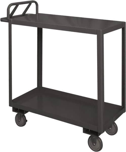 Durham - 1,200 Lb Capacity, 18" Wide x 30" Long x 38" High Service Cart - 2 Shelf, Steel, 2 Rigid/2 Swivel Casters - A1 Tooling