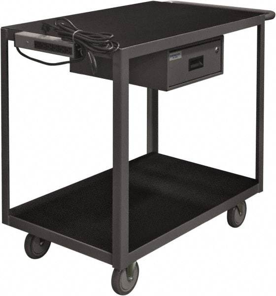 Durham - 1,200 Lb Capacity, 24" Wide x 36" Long x 39-1/2" High Instrument Cart - 1 Drawer, 2 Shelf, Steel, 2 Rigid/2 Swivel Casters - A1 Tooling