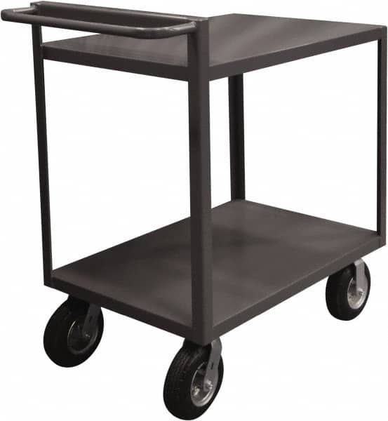 Durham - 1,500 Lb Capacity, 24" Wide x 36" Long x 39-7/16" High Service Cart - 2 Shelf, Steel, 2 Rigid/2 Swivel Casters - A1 Tooling