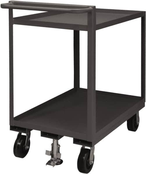 Durham - 1,500 Lb Capacity, 24" Wide x 48" Long x 41-1/16" High Service Cart - 2 Shelf, Steel, 2 Rigid/2 Swivel Casters - A1 Tooling