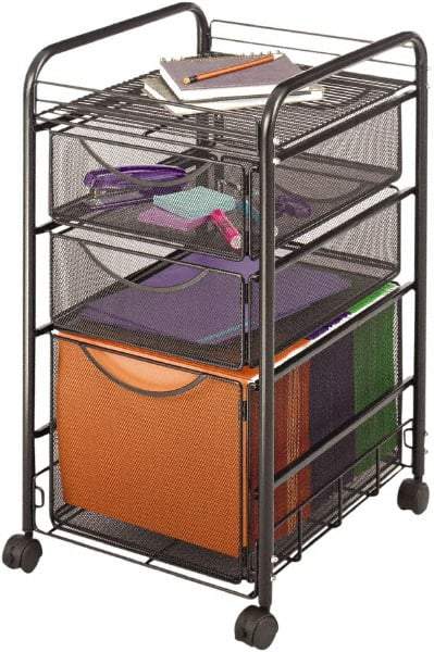 Safco - 15-3/4" Wide x 17" Long x 27" High File Cart - 3 Drawer, 1 Shelf, Steel - A1 Tooling