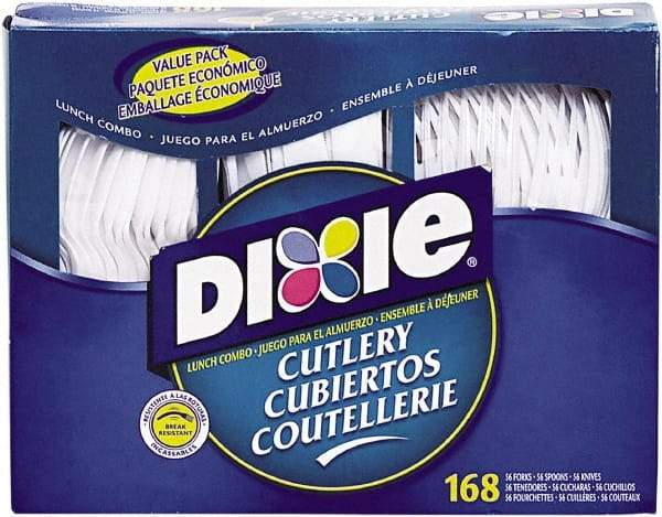 Dixie - Combo Pack, Tray with Plastic Utensils, 56 Forks, 56 Knives, 56 Spoons - White - A1 Tooling