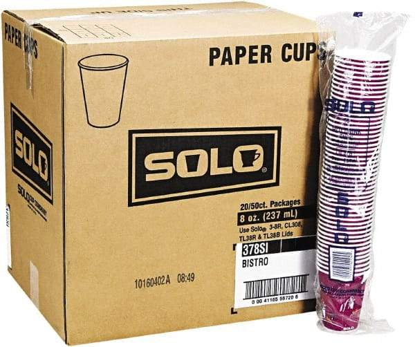 Solo - Bistro Design Hot Drink Cups, Paper, 12 oz, 50/Bag, 20 Bags/Carton - Maroon - A1 Tooling